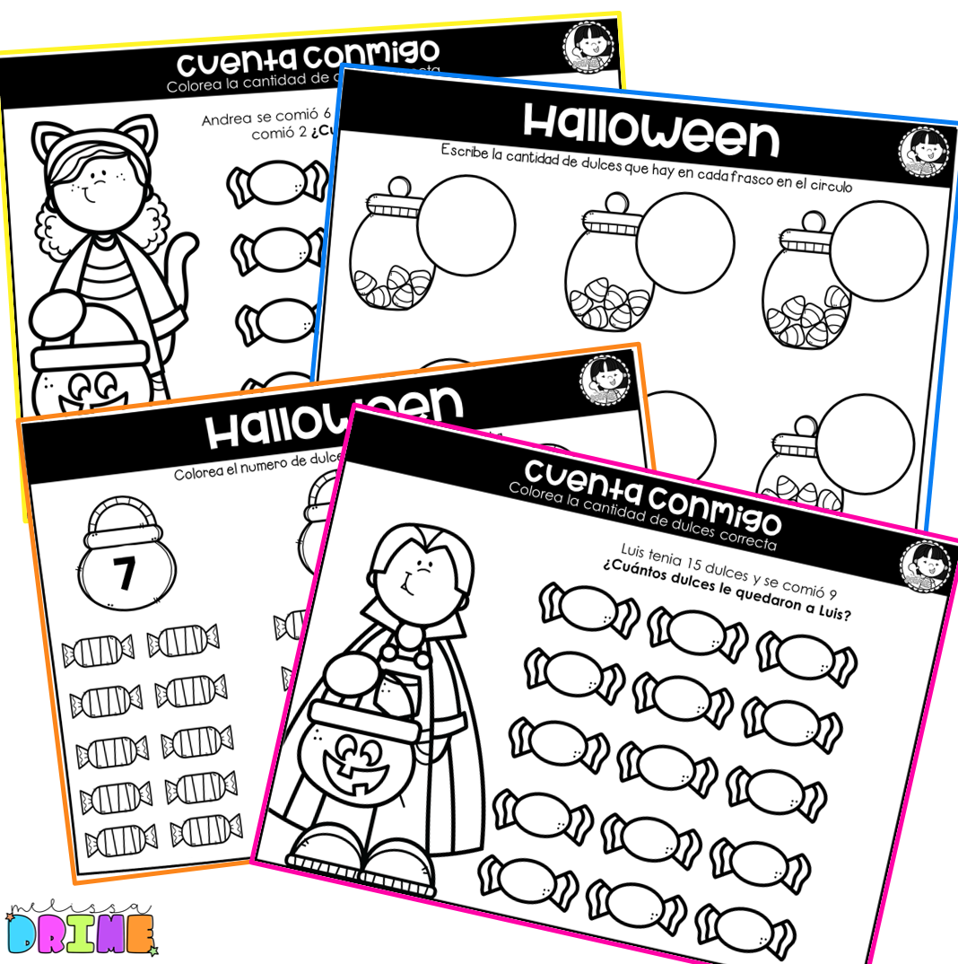 Halloween cuenta y colorea