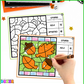 Hojas para colorear por código otoño