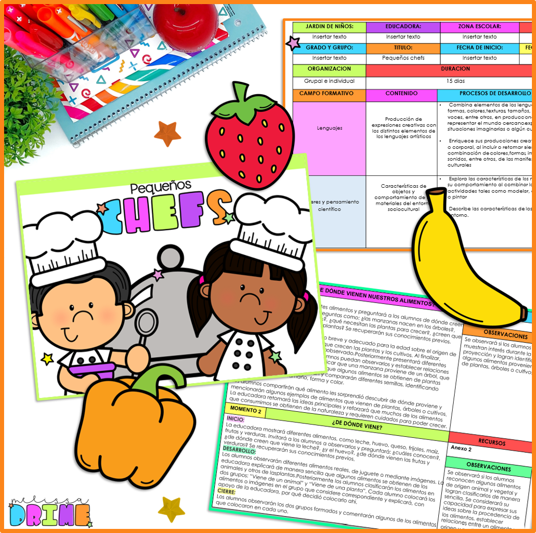 Pequeños chefs| Planeación 2° y 3° de Preescolar