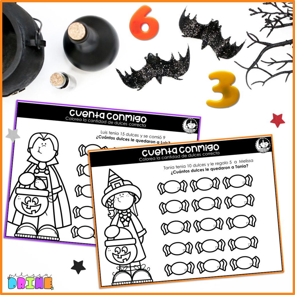 Halloween cuenta y colorea
