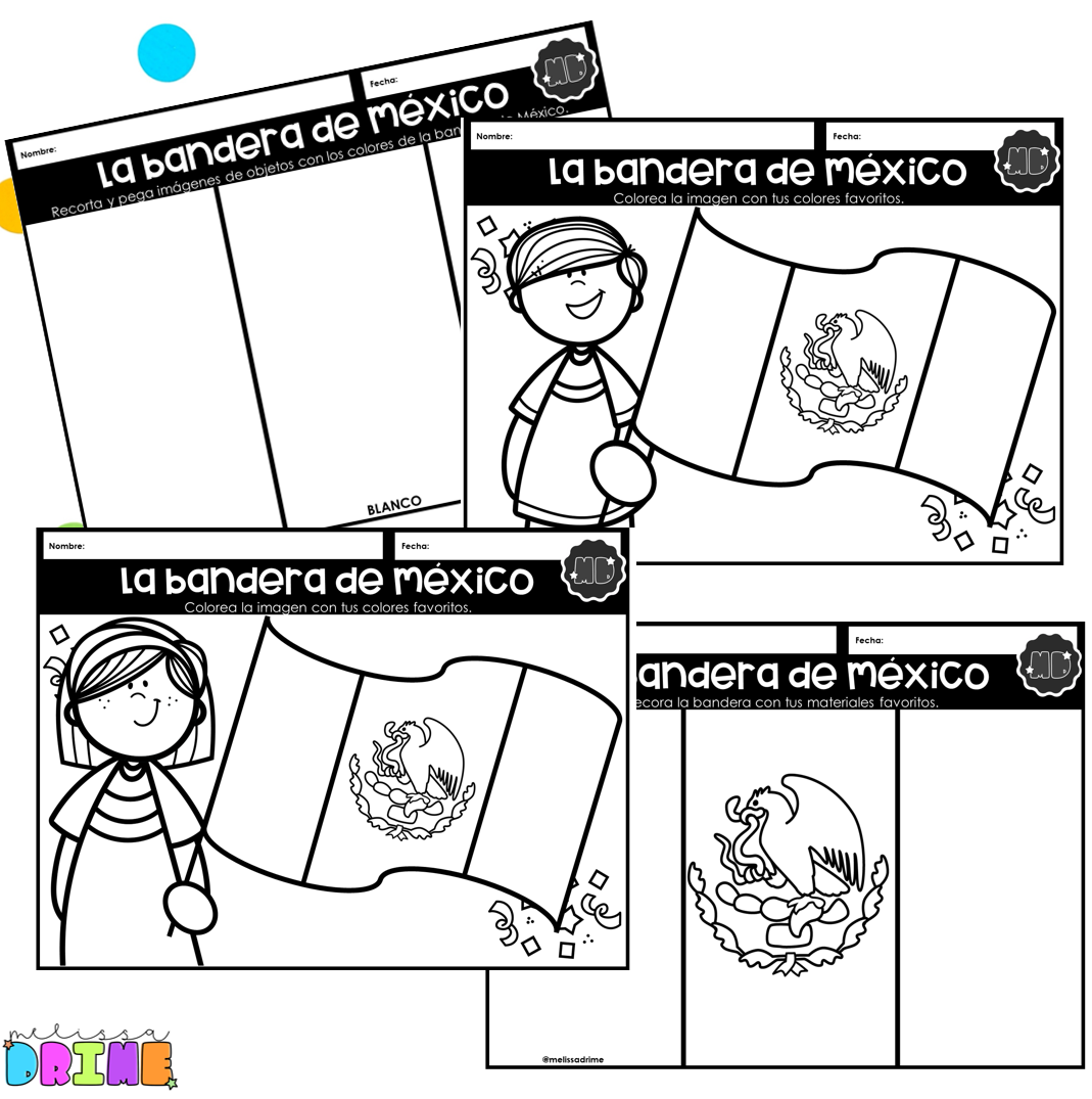 Hojas sobre la bandera de México